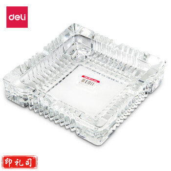 得力(deli)9580 玻璃烟灰缸 透明 180*180mm