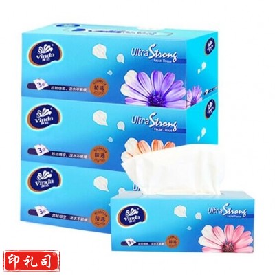 维达 超韧盒装面巾纸 V2218 白色 3层 190*195mm 130抽 3盒/提