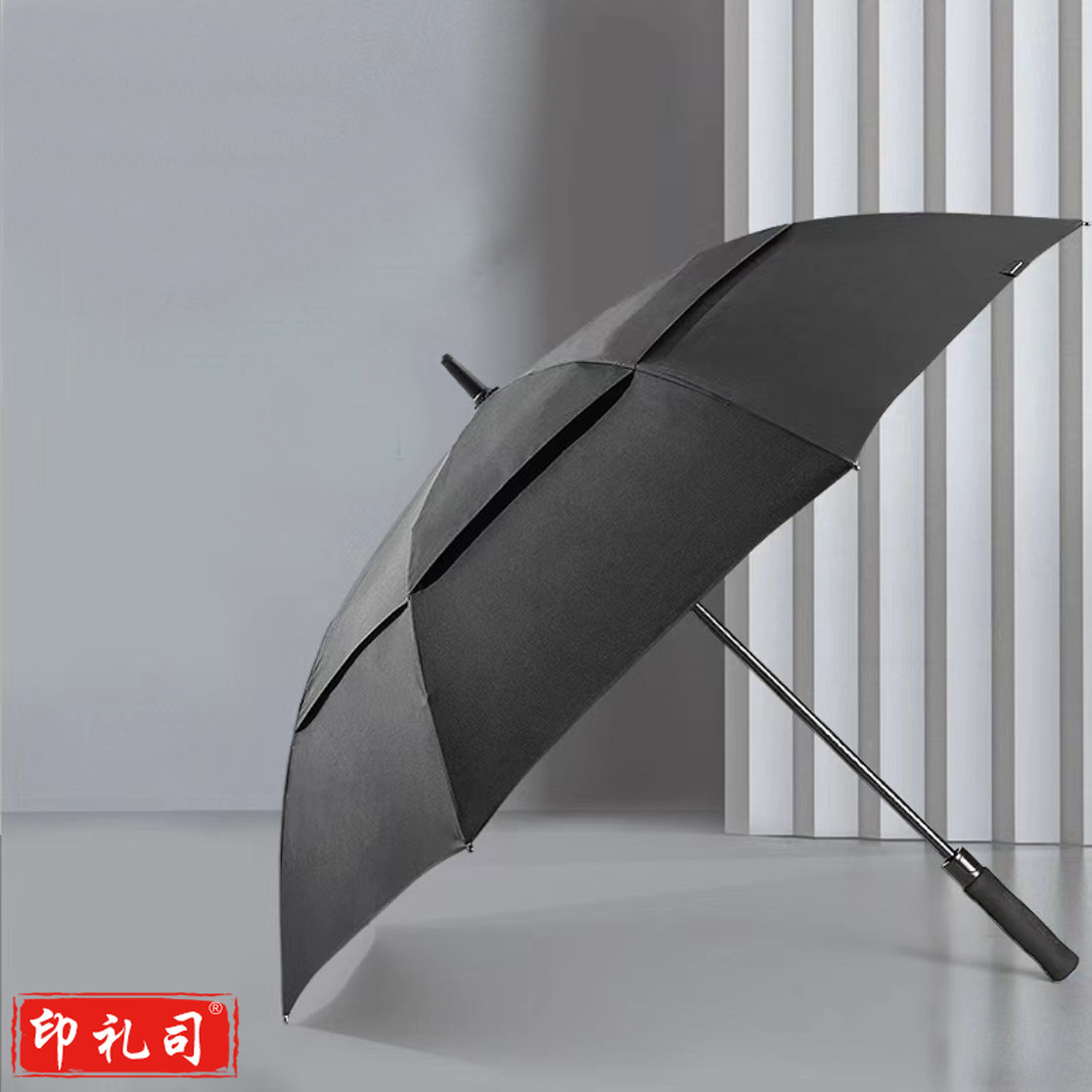双层防风雨伞长柄双人伞加大防风晴雨伞直杆伞 黑色