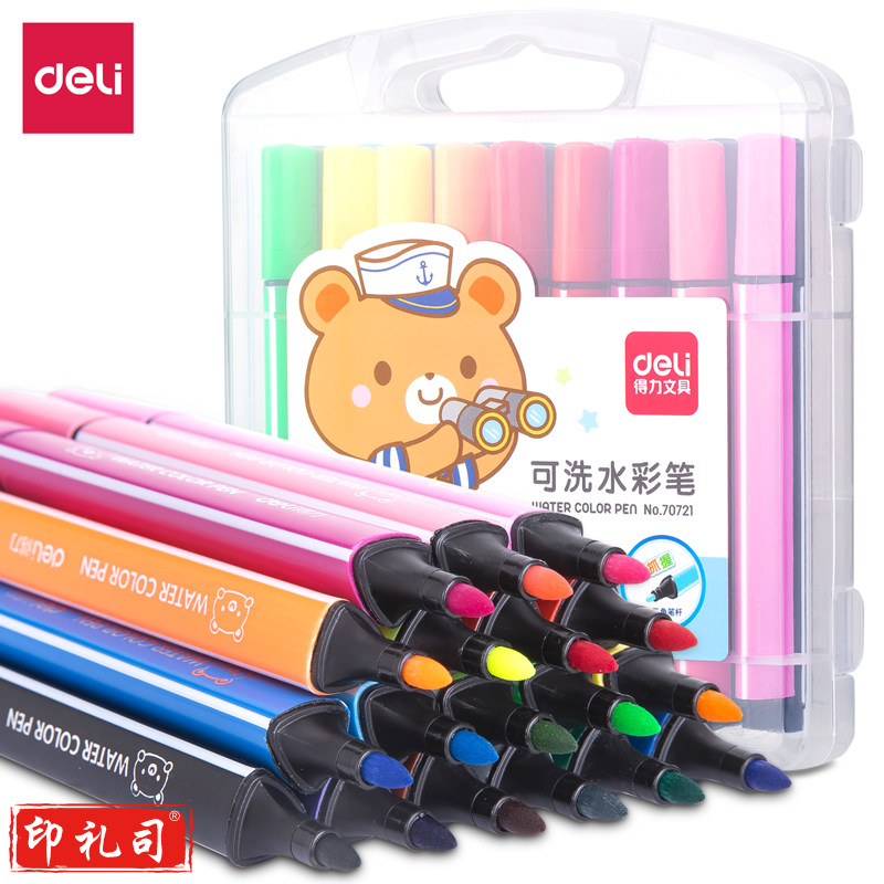 得力70721_18色卡通粗三角杆水彩笔(混)