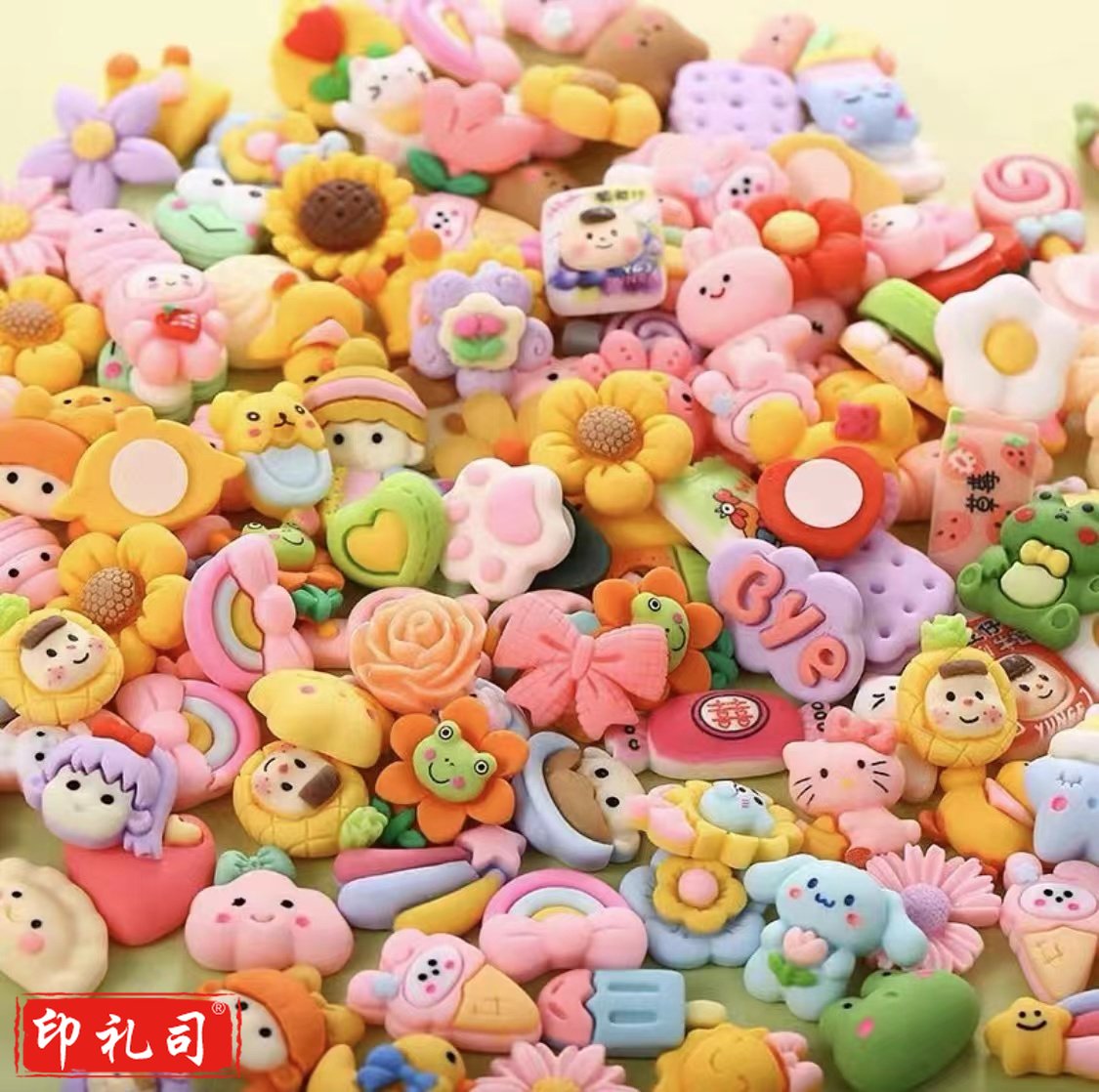 卡通树脂奶油胶手工小饰品，磨砂实色多色混搭(100/个)