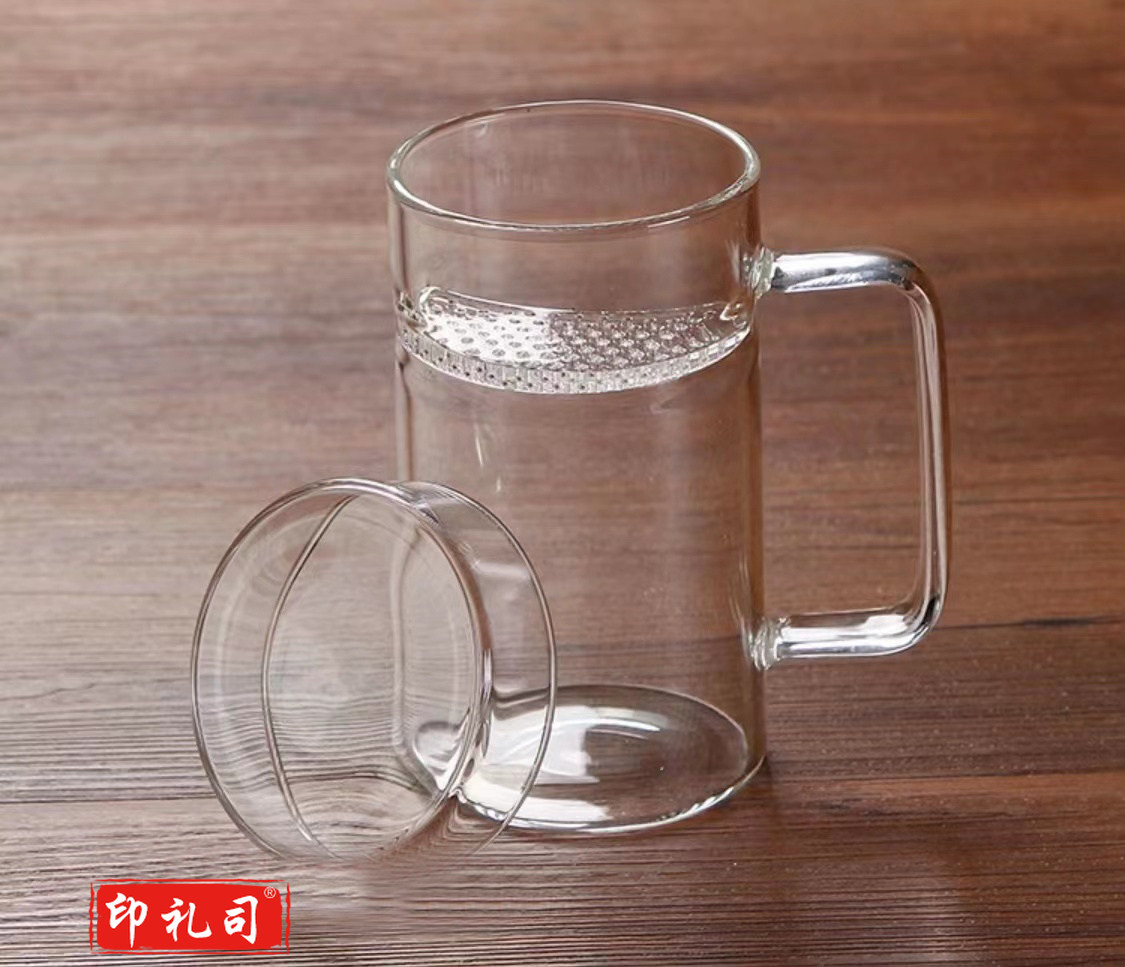 加厚高硼硅玻璃杯 耐热玻璃茶杯 办公室过滤月牙泡茶杯