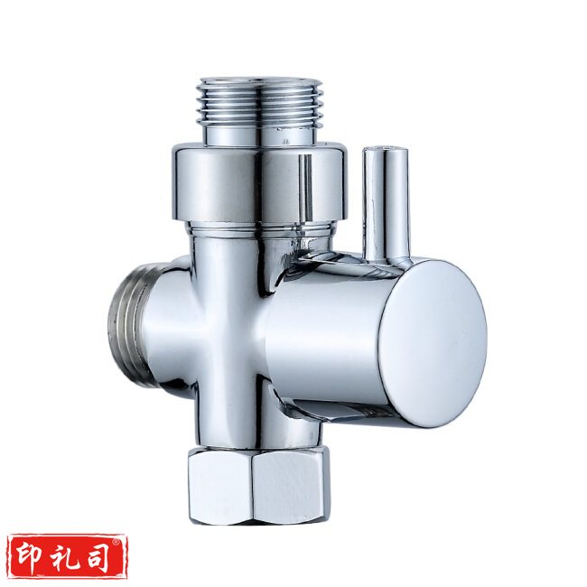 洁冠 花洒分水器淋浴配件快开三通一进二出黄铜分水阀 进水4分出4侧4