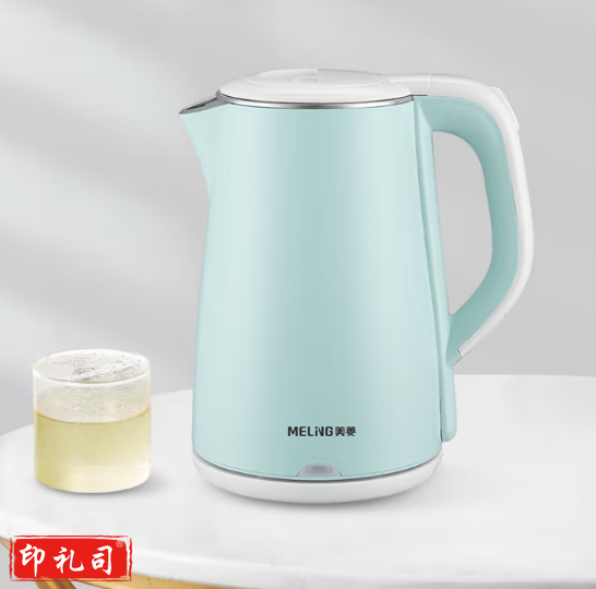 美菱(MeiLing)MH-LC1820热水壶 1.8L 食品接触级不锈钢 加厚三层防烫壶体1500W大功率 浅蓝色