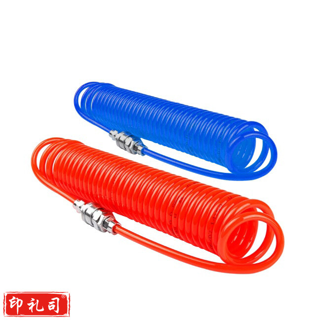 气管气动软管弹簧管PU汽管空压机管气泵气管螺旋风管 8x5mm(15米) 蓝色橘色随机发