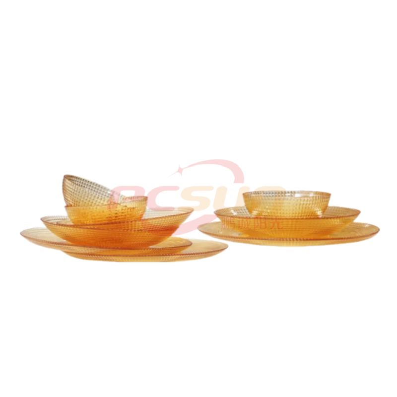 康宁VS-CJ9B001C/KZ琥珀色餐具晶莹豪华9件组 3个350ml小碗3个深盘3个平盘
