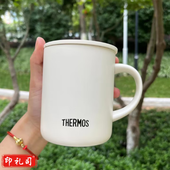 膳魔师(THERMOS)JDG-351C-MWH 白色日式保温杯不锈钢马克杯办公杯带手柄咖 啡杯小巧敞口带盖水杯350ml