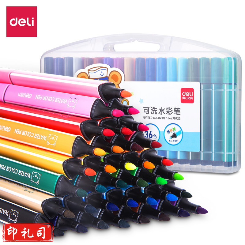 得力70723_36色卡通粗三角杆水彩笔(混)