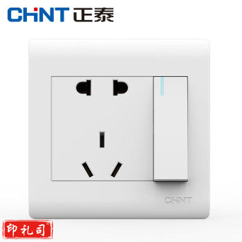 正泰NEW7-Z41700 插座面板86型墙壁开关 7Z象牙白 一开单控、五孔插座