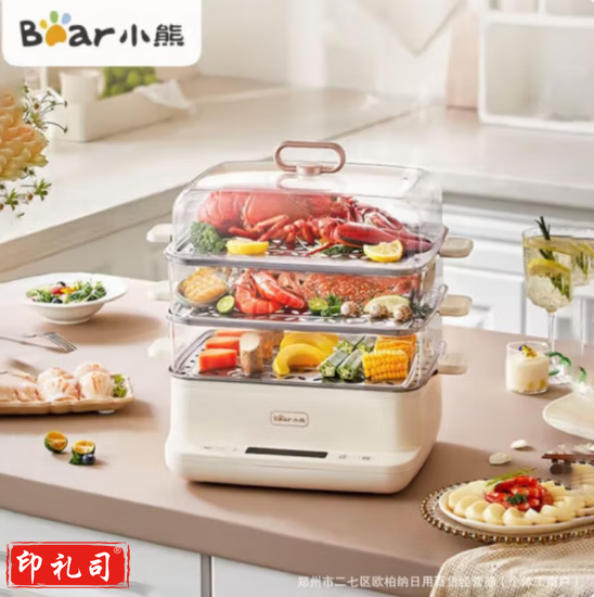 小熊(Bear)DZG-CA2G2 电蒸锅 不锈钢 多层大容量可视蒸箱14.7L 一体多功能电锅