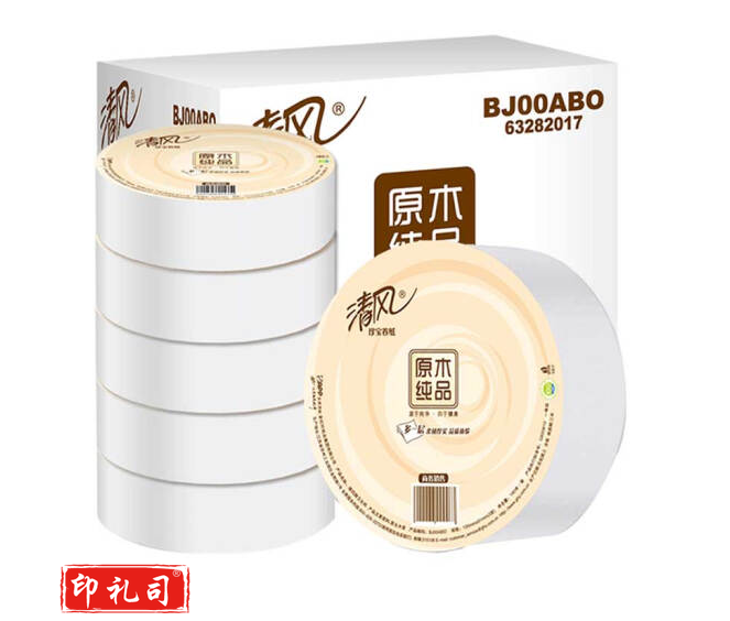 清风大卷纸3层180米*6卷商务大盘纸三层卫生纸厕所用纸手纸巾BJ00ABO