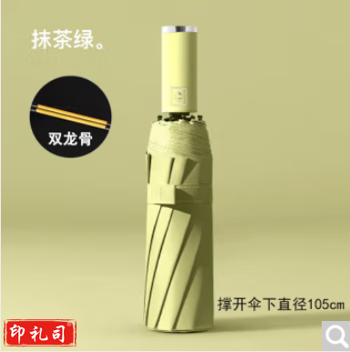 三折雨伞遮阳自动伞加大防晒两用晴雨伞网红24双龙骨广告红叶雨伞-全自动十骨双骨(20根龙骨)抹茶绿