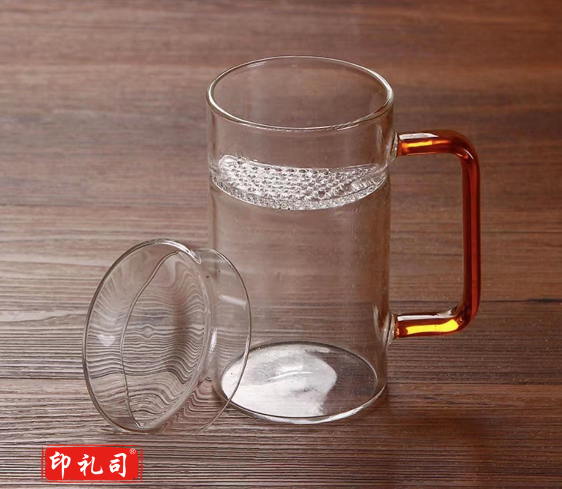 加厚高硼硅玻璃杯 耐热玻璃茶杯 办公室过滤月牙杯 泡茶杯