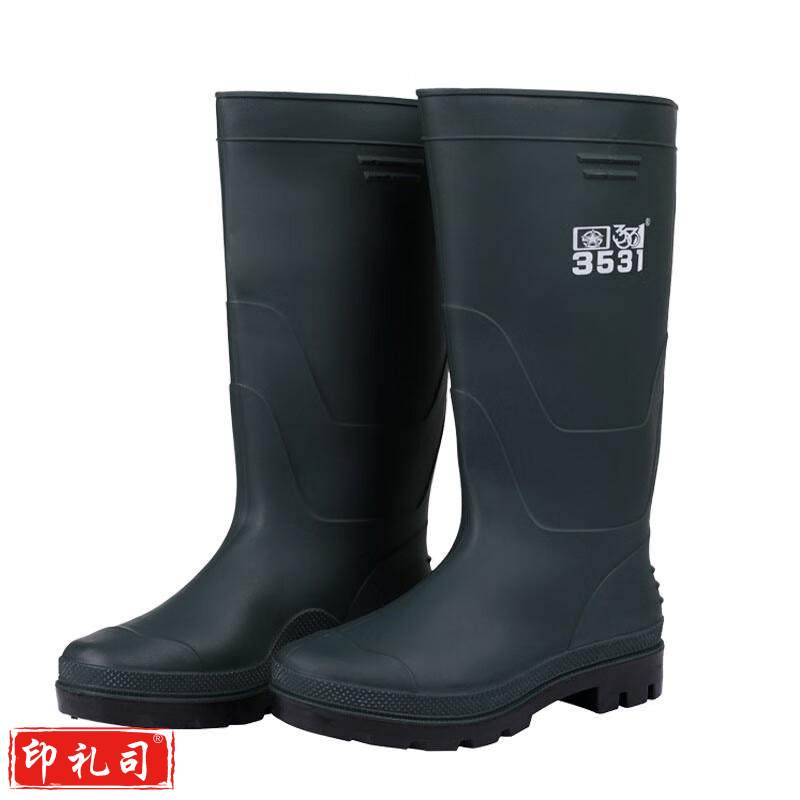 锐麻 高筒雨靴男加厚雨鞋钓鱼洗车防水防滑胶鞋劳保牛筋底胶鞋 绿色 39码绿色|42码