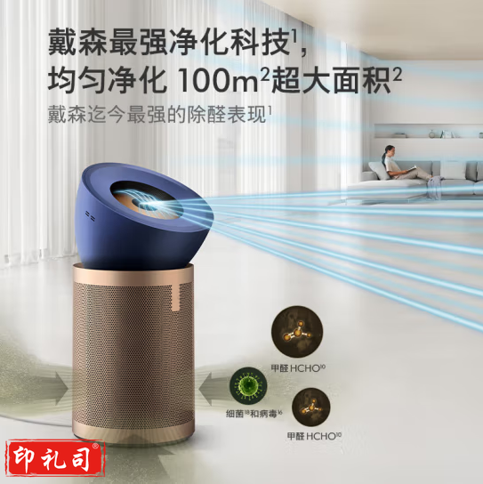 戴森(DYSON)BP04空气净化器 大面积净化分解甲醛 输出洁净凉风 五重传感器监测系统 10米气流喷射 【蓝金色】