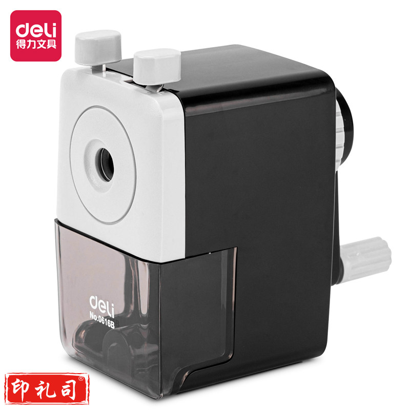 得力 手摇削笔机铅笔削笔器转笔刀笔刨转笔刀 0616B黑色