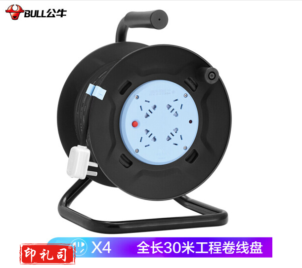 新国标GN-8030工程接线盘移动电缆电线卷线盘/盘线轴工程地拖绕线盘拖线盘自接线 4位总控全长30米