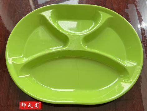 绿色椭圆四格快餐盘