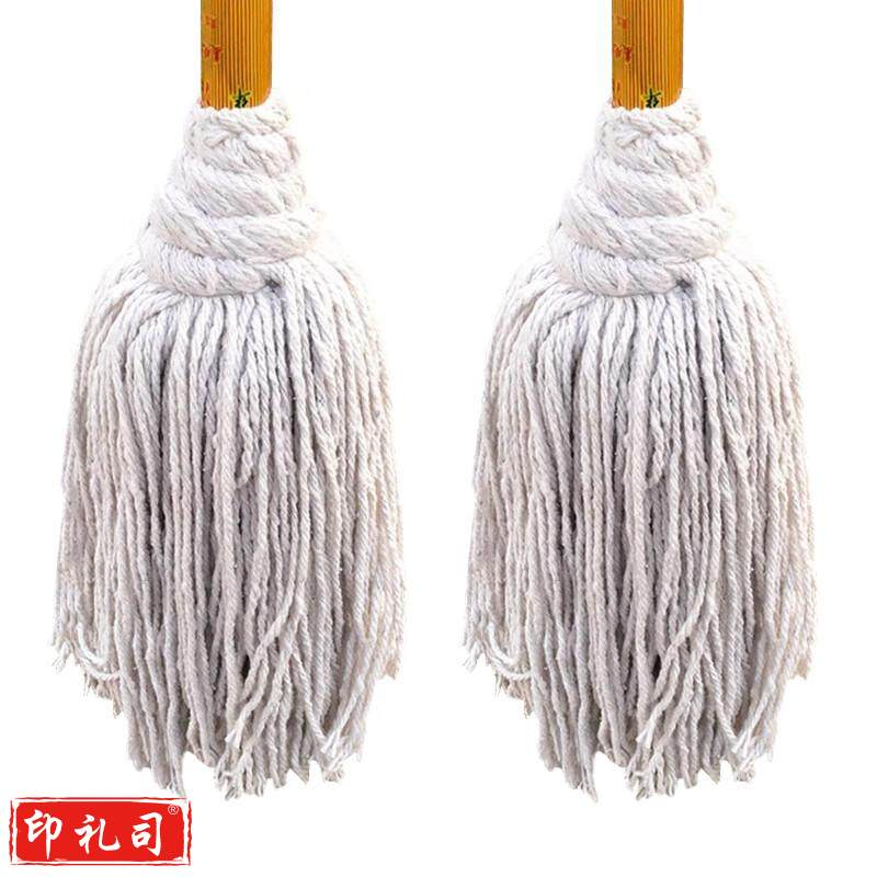 依朴 木柄拖把线拖把圆头白线绳老式拖把 酒店大堂老式木杆墩布尘推老式木杆拖把